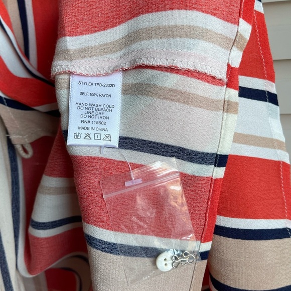 Skylar+Madison Orange Striped Wrap Dress - Picture 9 of 9